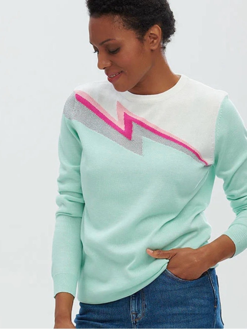 Sugarhill Brighton Mint Cotton Lightening Sweater 8